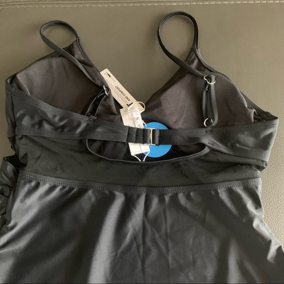 NEW Black Solid Mesh Wrap Front Cutout One Piece Swimsuit Size Large - Picture 9 of 10